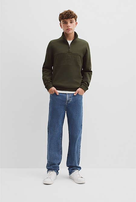 Teen Verified Australian Cotton Heritage Half Zip Sweat