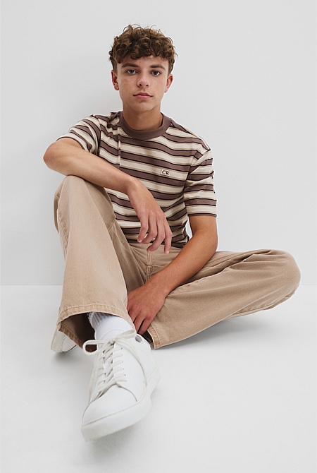 Teen Australian Cotton Relaxed Stripe T-Shirt