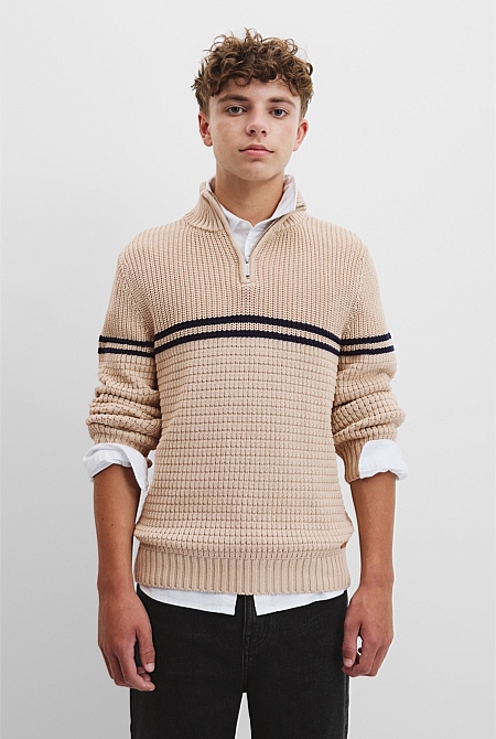 Teen Australian Cotton Half Zip Knit