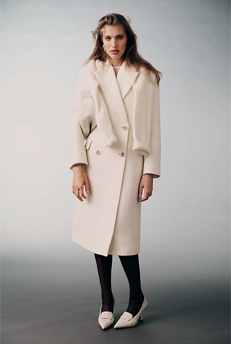 Double-Breasted Boucle Coat