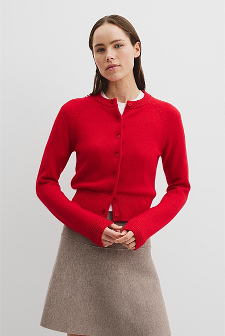 Organically Grown Cotton Cashmere Crew Neck Cardigan