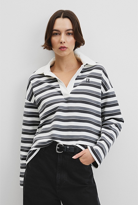 Australian Grown Cotton Stripe Texture Rugby Sweat