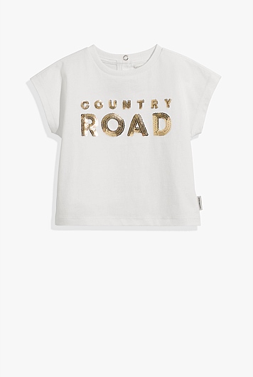 Organically Grown Cotton Logo Sequin T-Shirt