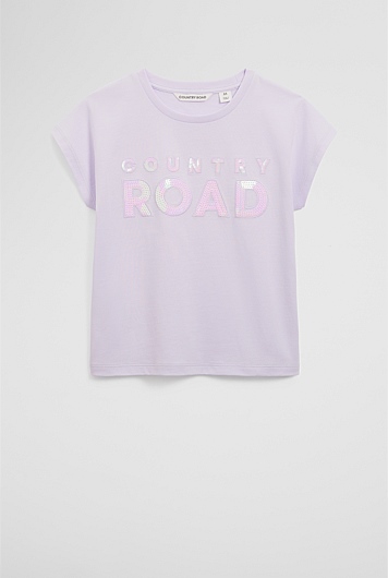 Organically Grown Cotton Sequin Logo T-Shirt