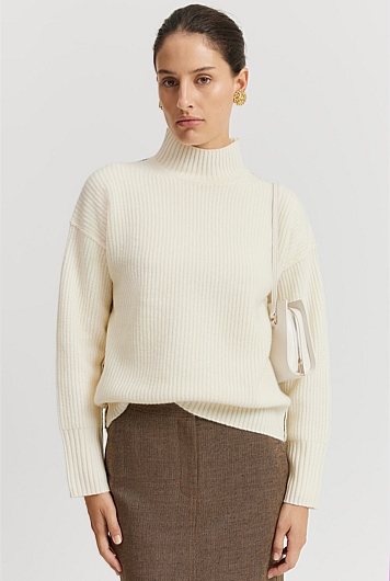 Australian Merino Wool Funnel Neck Knit