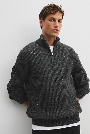 Merino Nep Half Zip Knit