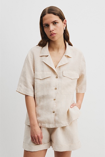 Organically Grown Linen Pocket Detail Shirt