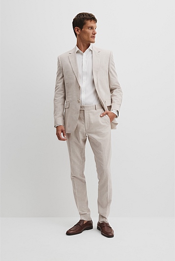 Tapered Fit Linen Cotton Pintuck Pant