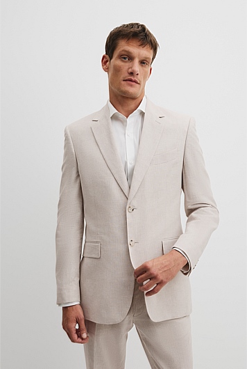 Regular Fit Linen Cotton Puppytooth Jacket