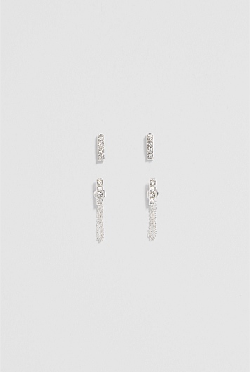 Crystal Bar Stud Earring Pack