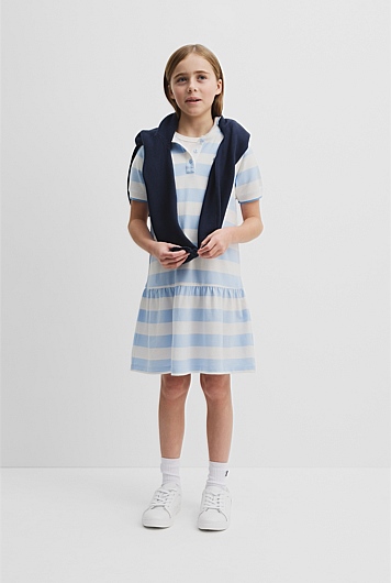 Organically Grown Cotton Stripe Polo T-Shirt Dress