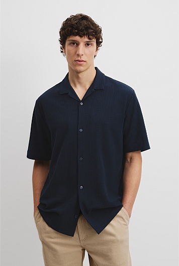 Short Sleeve Cotton Textured Shirt