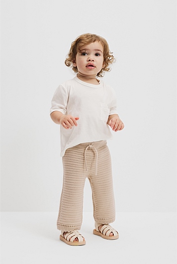 Organically Grown Cotton Pointelle Knit Pant