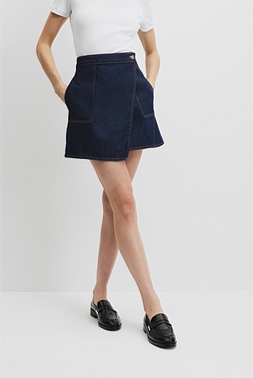 Denim Wrap Mini Skirt