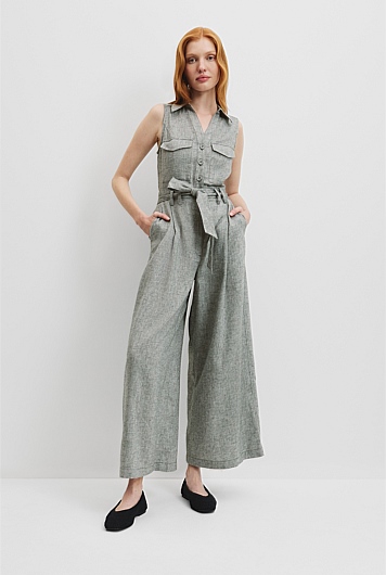 Organically Grown Linen Wide Leg Jumpsuit