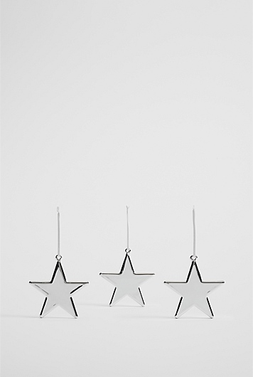 Metallic Star Glass Decoration Set of 3