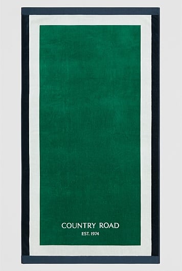 Verified Australian Cotton CR Est. 1974 Border Beach Towel