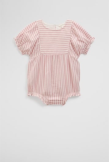 Organically Grown Cotton Short Sleeve Gathered Romper