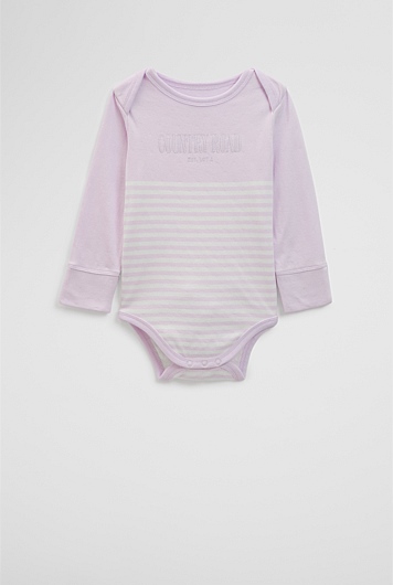 Organically Grown Cotton Stripe Long Sleeve Heritage Bodysuit