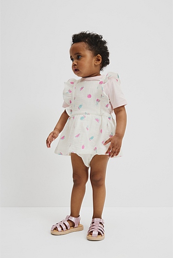 Organically Grown Cotton Fruit Frill Romper