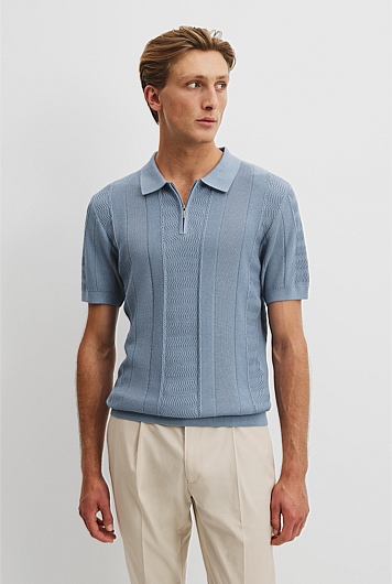 Cotton Silk Multi Textured Polo