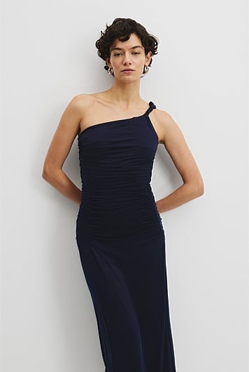 Cupro One Shoulder Dress