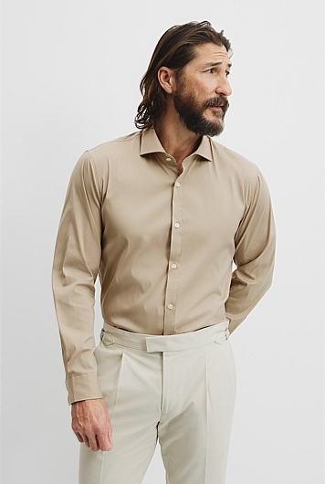 Tailored Fit Cotton Blend Stripe Shirt