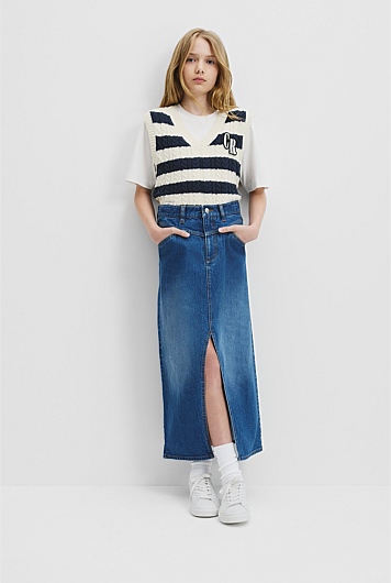 Teen Denim Midi Skirt