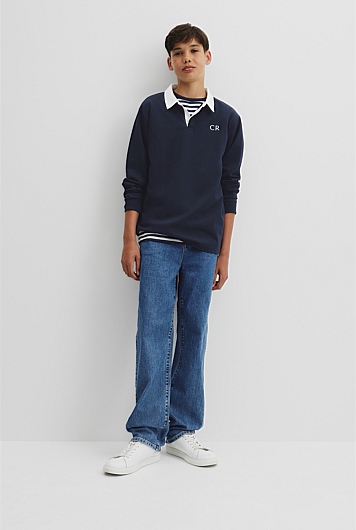 Teen Recycled Cotton Blend Long Sleeve Rugby T-Shirt