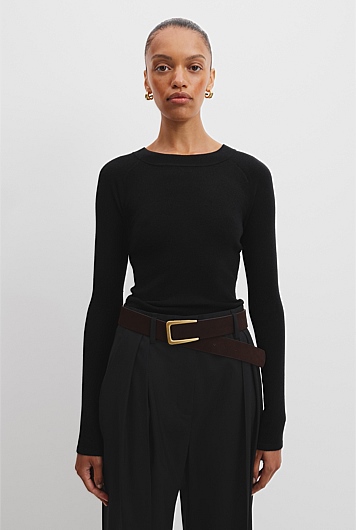Australian Merino Wool Silk Long Sleeve Knit