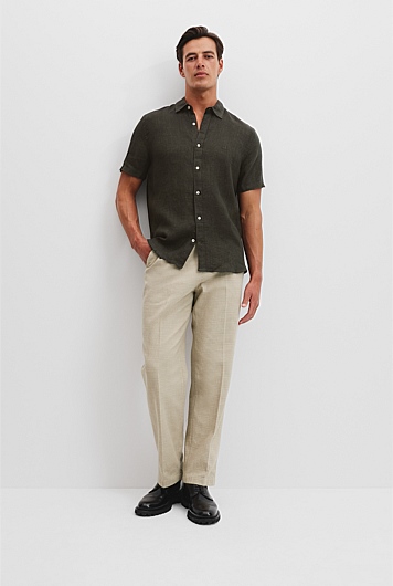 Regular Fit Organically Grown Linen Short Sleeve Shirt