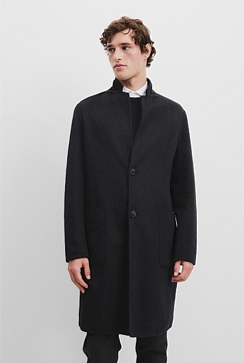 Recycled Wool Blend Double Faced Coat