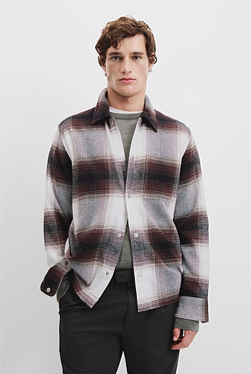 Organically Grown Cotton Brushed Check Overshirt