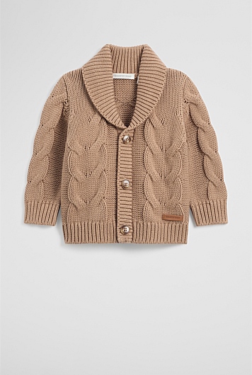 Organically Grown Cotton Shawl Collar Cardigan