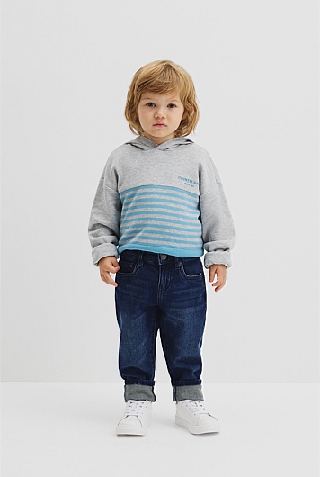 Organically Grown Cotton Hooded Block Stripe T-Shirt
