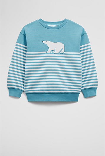 Organically Grown Cotton Stripe Polar Bear Sweat