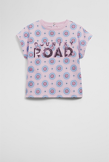 Organically Grown Cotton Sequin Logo T-Shirt