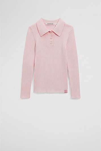 Organically Grown Cotton Long Sleeve Knit Polo