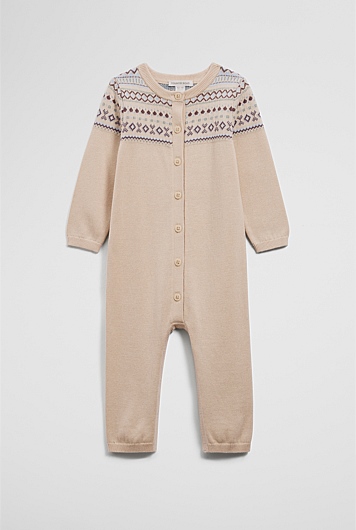Organically Grown Cotton Fair Isle Knit Jumpsuit