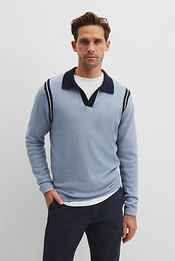 Cotton Wool Contrast Collar Polo