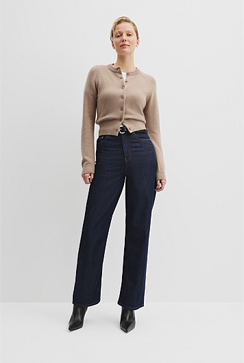 Cotton Cashmere Crew Neck Cardigan