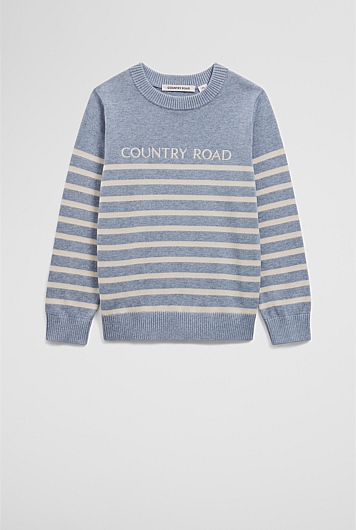 Organically Grown Cotton Stripe Logo Knit
