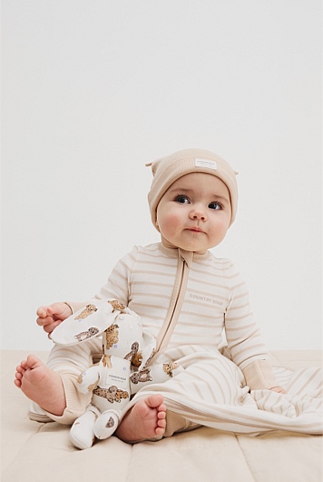 Organically Grown Cotton Stripe Rib Jumpsuit