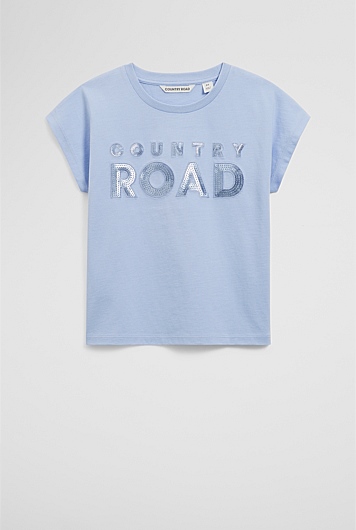 Organically Grown Cotton Sequin Logo T-Shirt