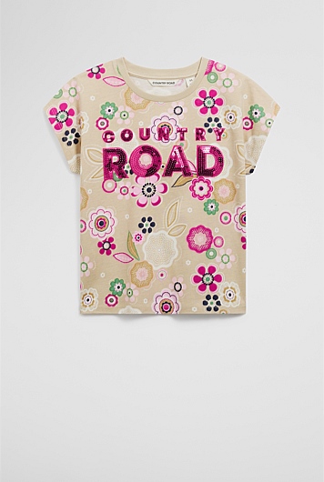 Organically Grown Cotton Sequin Logo T-Shirt