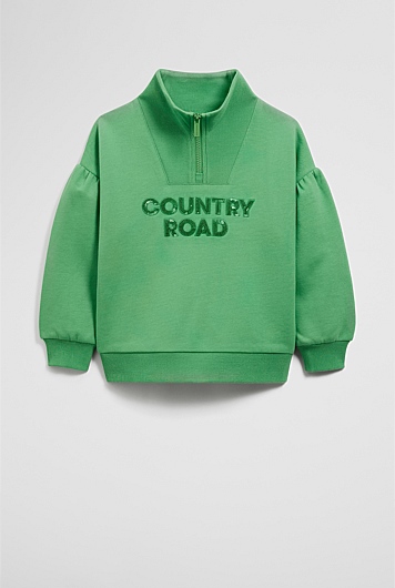 Australian Cotton Blend Sequin Half Zip Sweat