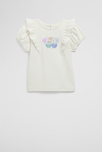 Organically Grown Cotton Frill Sleeve T-Shirt