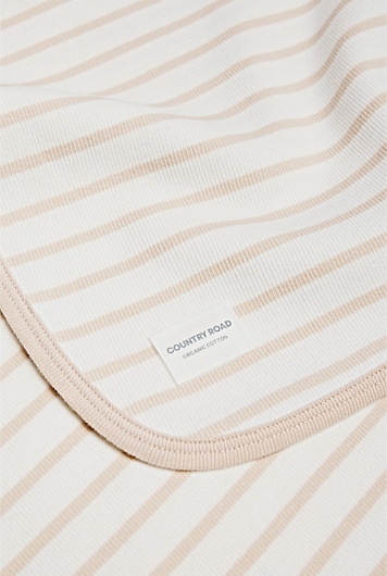 Organically Grown Cotton Stripe Rib Blanket