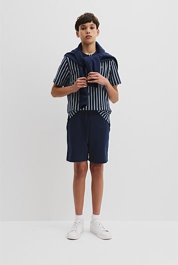 Teen Recycled Cotton Blend Vertical Stripe Polo