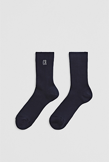 Australian Cotton Blend CR Ribbed Three Quarter Crew Sock